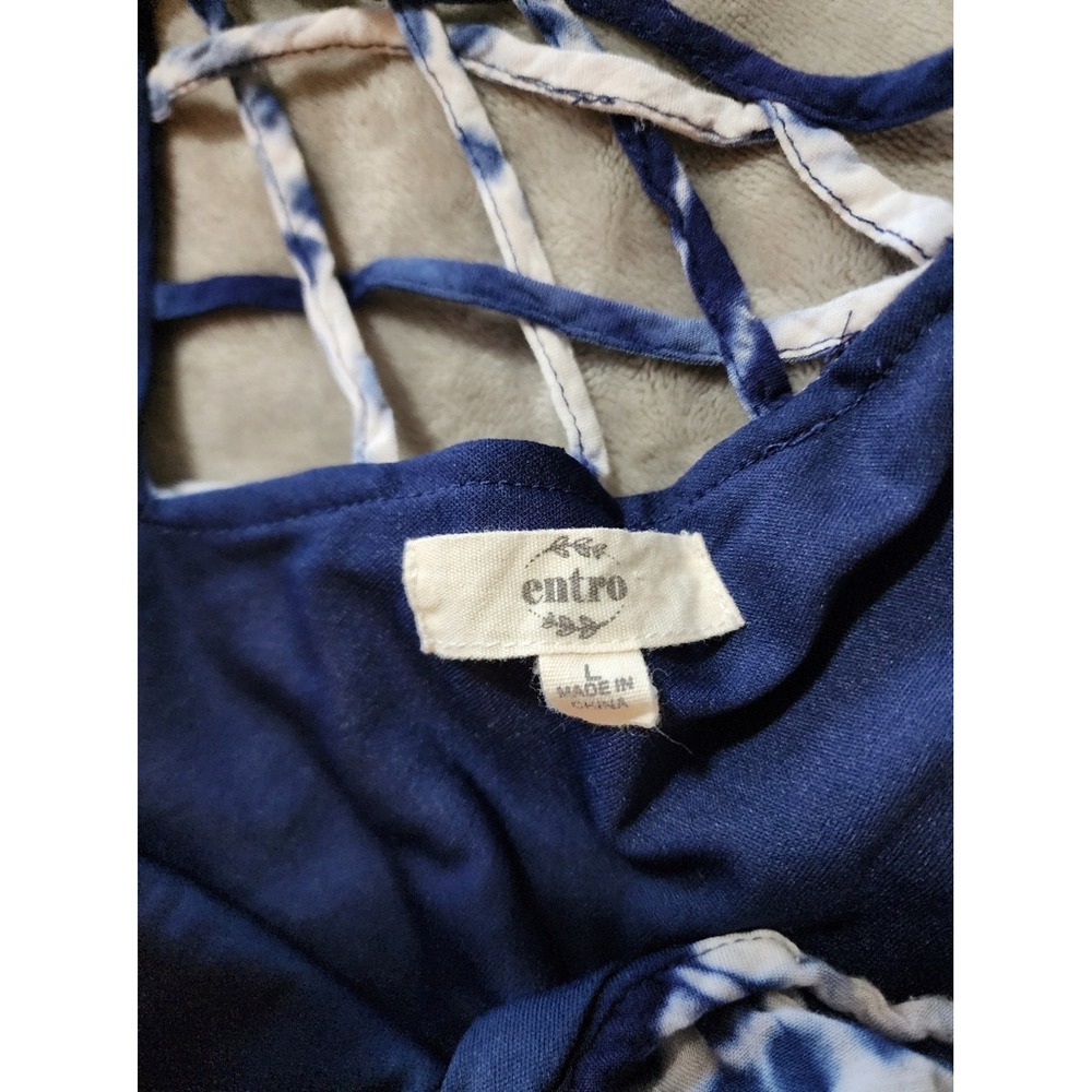 Boho Tie Dye Mini Dress | Strappy Back Swing Dress | Entro | Size L - Picture 6 of 8